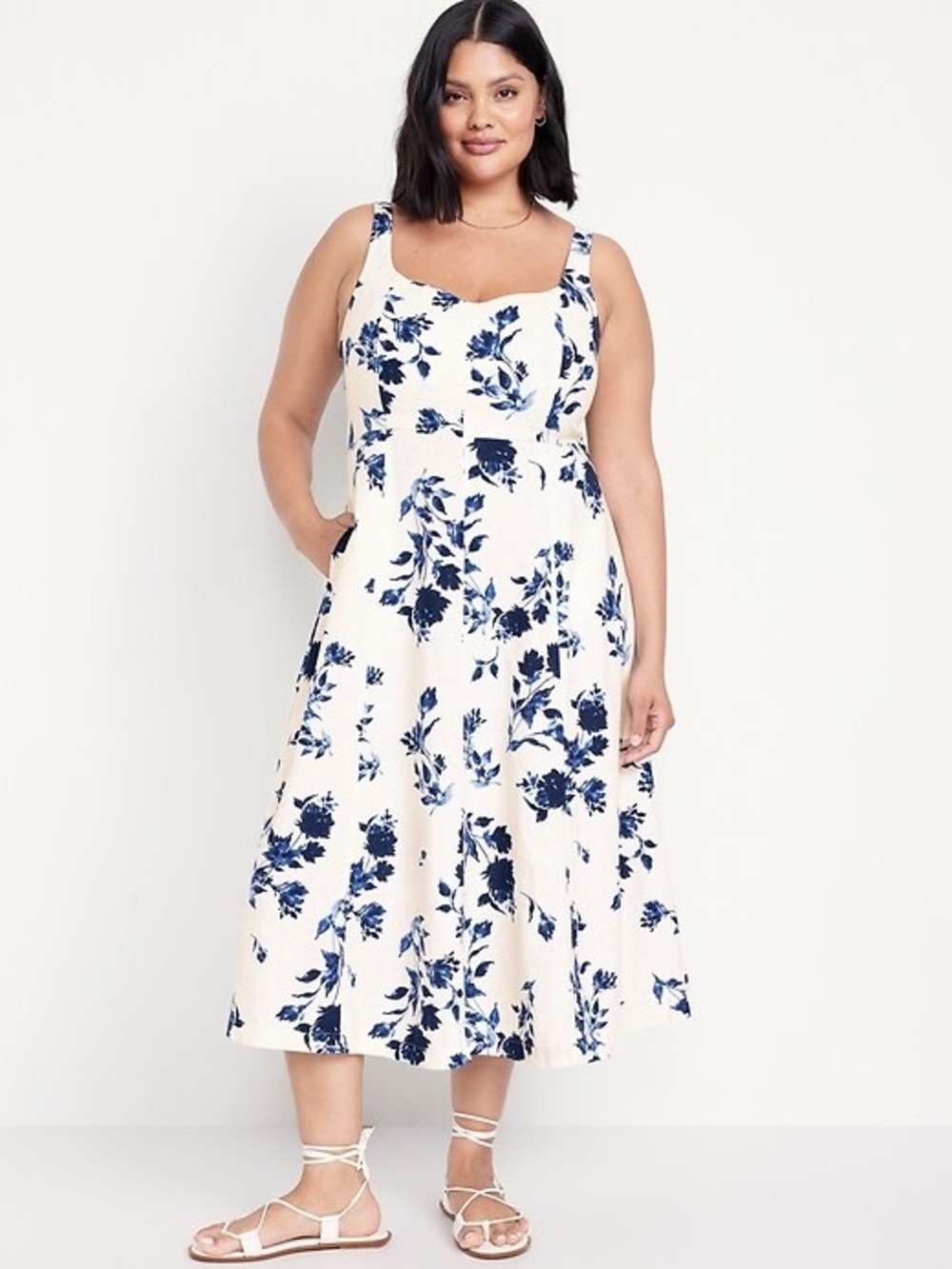 Old navy fit and flare linen blend midi dress